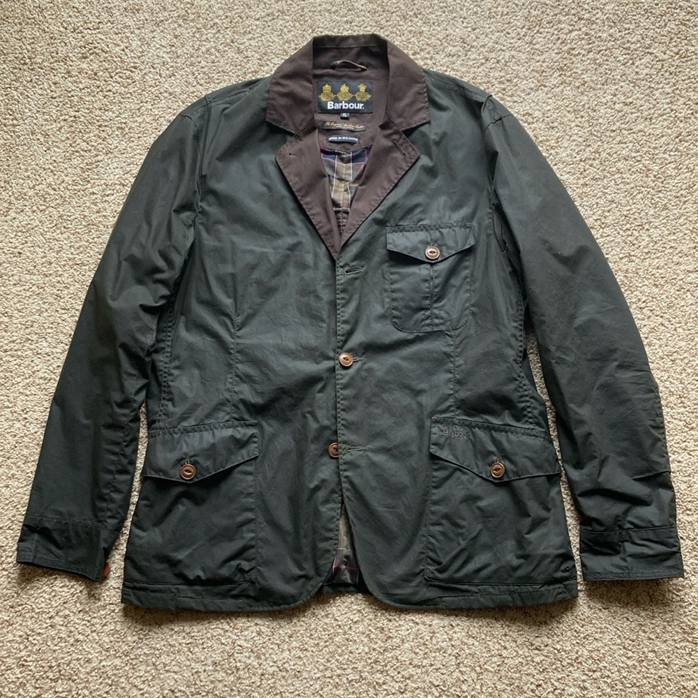 Barbour Dark Green Jacket with Brown Accents